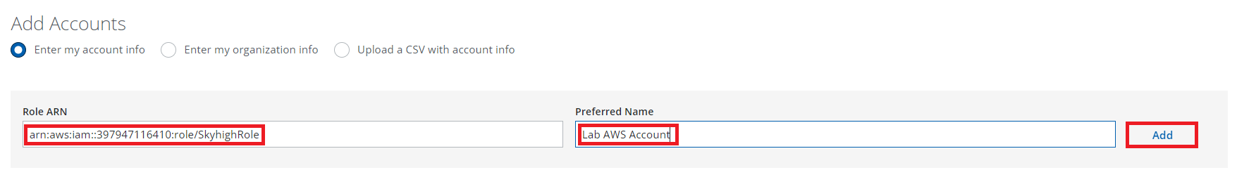 Add AWS Account