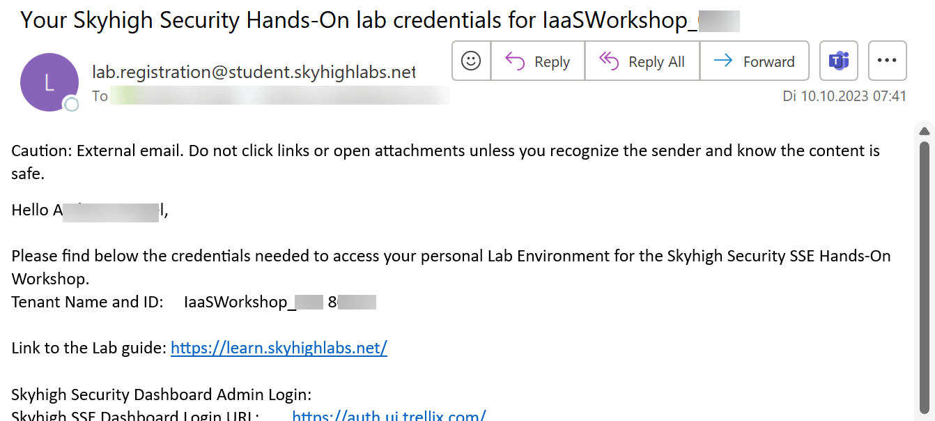 Credentials Email