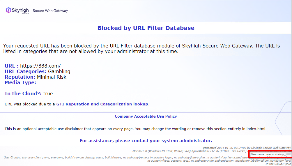 Hybrid Block Page Username
