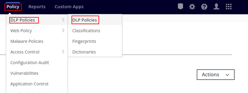 Navigate to DLP Policies